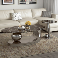 Table basse de salon moderne et extensible 2026, style villa, plateau en marbre, structure en fer, durable, écologique, nouveau style
