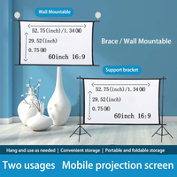 Écran de projection OEM mobile ultra courte focale à pliage rapide 16:9 60 72 84 100 pouces 4K TV intérieur portable extérieur