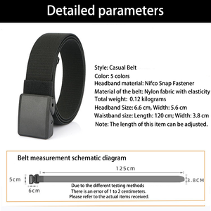 Cinturón elástico táctico de tela de lona de todos los tamaños, característica elástica con hebilla de plástico con cinturón de hombre, libre de alergias de Metal - Product Image 2