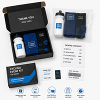 Kit d'événement cycliste personnalisé pour les cyclistes avec protège-col pour bouteille, chaussettes et emballage sponsorisé