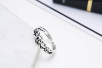 JZ538 Bague ouverte en argent sterling 925, motif crâne, style rétro thaïlandais, tendance personnalité, vente en gros