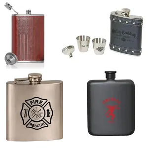 Frasco de alcohol de cuero personalizado de 6/7/8OZ botella de vino Petaca de acero inoxidable y juego de regalo de embudo para <span class=keywords><strong>Auchentoshan</strong></span> Finlandia - Product Image 5