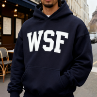 Ensemble de survêtement pour homme avec logo brodé appliqué, poids lourd, 2 pièces, sweat-shirt en coton et pantalon de jogging, ensemble de survêtement