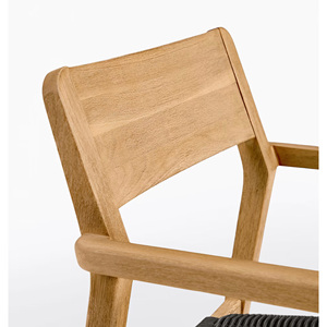 <span class=keywords><strong>Sedia</strong></span> <span class=keywords><strong>da</strong></span> <span class=keywords><strong>Giardino</strong></span> <span class=keywords><strong>in</strong></span> <span class=keywords><strong>Legno</strong></span> di Teak Massiccio con Corda Nera <span class=keywords><strong>in</strong></span> Rattan, <span class=keywords><strong>Sedia</strong></span> per Ristorante di Alta Qualità - Feb - Product Image 4