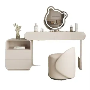 बेडरूम फर्नीचर के लिए ड्रेसर ग्लास ड्रेसिंग टेबल, दर्पण और कुर्सी के साथ ड्रेसर मेकअप वैनिटी टेबल, लकड़ी का मिरर ड्रेसर