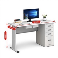 Escritorio de Oficina Moderno, Superficie de Hierro Reforzado, Material Opcional Reemplazable, Cajón/Bandeja para Teclado, Almacenamiento con Cerradura