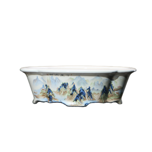 Maceta de cerámica pintada a mano con diseño de paisaje en forma de papaya para plantas de interior - Product Image 5