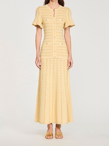 OUDINA 2026 Venta al por Mayor, Nuevo Vestido Largo de Punto con Pedrería, Cuello Redondo, Manga Corta, Elegante y Sofisticado <span class=keywords><strong>para</strong></span> Mujer - Product Image 4