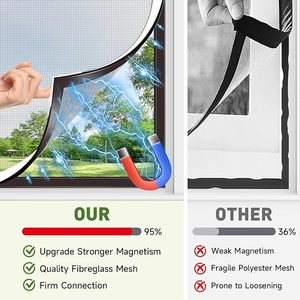 Adjustable DIY <strong>Magnetic</strong> <strong>Window</strong> <strong>Screen</strong> Modern Design with PVC Frame Fiberglass Mesh Fits Any Size for Living Room Application - Product Image 3