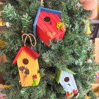 Ornements suspendus artisanaux en bois, Nids d'oiseaux en bois massif pour jardin, Décorations suspendues pour fêtes, Maisons pour oiseaux, Nids d'oiseaux