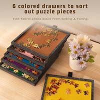 Table de puzzle pliable haut de gamme avec plateau inclinable à 3 positions, planche à puzzle légère et portable en feutre avec 6 tiroirs de rangement