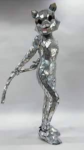 Venta caliente fiesta espejo disfraz Real LED Robot <span class=keywords><strong>zancos</strong></span> disfraz adulto <span class=keywords><strong>mujer</strong></span> y hombre Cosplay plata espejo gato disfraz - Product Image 6