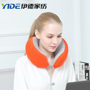 Oreiller de voyage en mousse à mémoire de forme en forme de U pour le soutien du cou, rouge, gris, polyester, usage adulte - Product Image 5