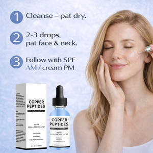 Sérum Visage Bio 30ml au Peptide de Cuivre, Acide Hyaluronique et Collagène pour Raffermissement et Réparation – Soin Essentiel pour la Peau - Product Image 4