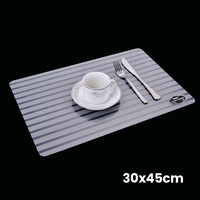 Napperons 3D en EVA RNPT 30x45cm, rectangulaires à coins arrondis, motif galets gris pour la mise en place des tables de restaurant d'hôtel