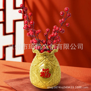 ถุงนำโชคสไตล์จีน แจกันลายรวงข้าว ดีไซน์สีแดง สำหรับตกแต่งบ้าน ห้องนั่งเล่น ของขวัญปีใหม่จีน - Product Image 2