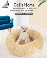 Coussin rond pour animaux de compagnie, en peluche moelleuse, en forme de beignet, doux et lavable, pour chat et chien