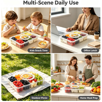 Plateau de service divisé en 8 compartiments, boîte à collation portable, récipient alimentaire pour fruits, légumes, collations pour enfants et adultes
