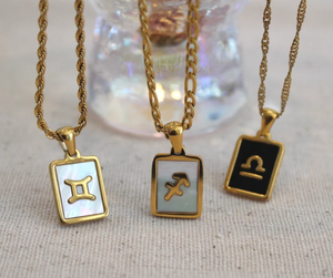 Collar de Acero Inoxidable con Colgante de Esmalte de los 12 Signos del Zodiaco, Joyería Hecha a Mano, Collar Cuadrado con Horóscopo, Regalo de Joyería - Product Image 5