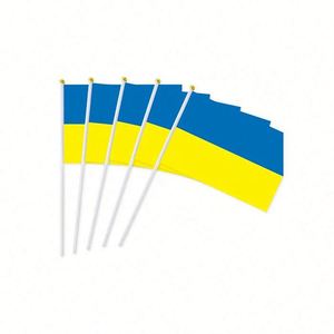 Custom 12x18 Inch Polyester Blue Yellow Mini Ukrainian National Small Stick <b>Flag</b> Ukraine Hand Held <b>Flag</b> - Product Image 2