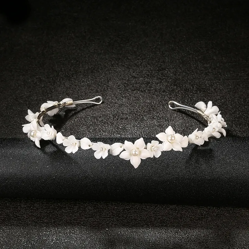 SLBRIDAL-Tiara de boda para dama de honor, corona de lujo hecha a mano con diamantes de imitación, cristal, porcelana, flor, nupcial, joyería para el cabello para mujer