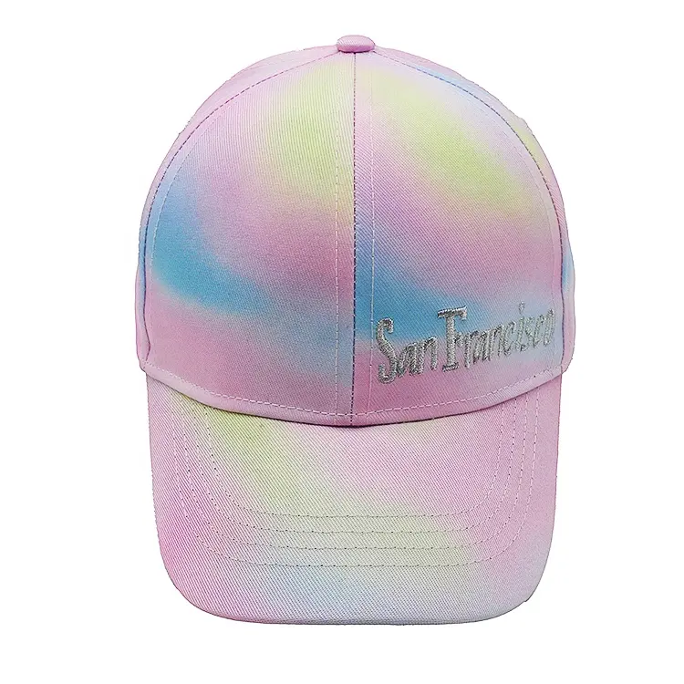 Personalizado tie dye toddle crianças boné de beisebol chapéu rosa meninas chapéu ajustável logotipo bordado 6 painel gorras esportes ao ar livre