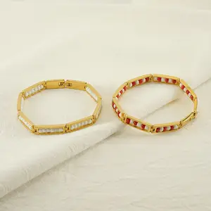 Braccialetto di perline Color acciaio inossidabile 18K oro titanio acciaio alla moda bracciale gioielli