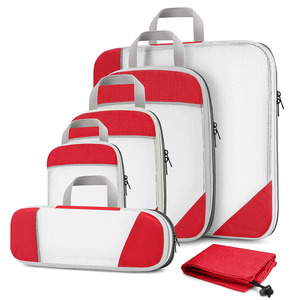 Sacs de compression de voyage ultra-légers grande capacité de haute qualité, organisateurs de bagages en maille avec motif lettres et fermeture éclair - Product Image 1