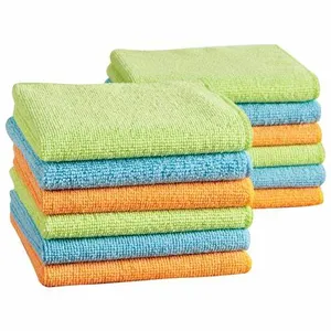 Chiffon de nettoyage en microfibre pour le ménage, Simple, serviette sans peluches pour la maison, la cuisine, les voitures et les fenêtres, 12 pièces