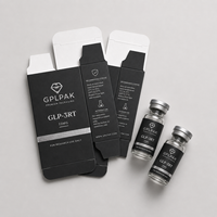 Boîte cosmétique personnalisable, impression de flacons de peptides, boîte en papier holographique brillant, emballage de flacons de peptides de 2 ml, 3 ml, 5 ml avec étiquette