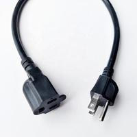 Cable de extensión japonés macho a hembra, 2m, negro, 125v, 3 pines, 3x0, 75 mm2