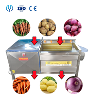 Verse Gember Ui Aardappel Platte Reiniging Industriële Borstelroller Was-En Schilmachine Plantaardige Wortelschilmachine