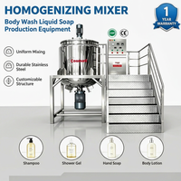 Agitateur homogénéisateur en acier inoxydable pour la production de shampoing, détergent et savon liquide, avec pompe à moteur et configuration mobile