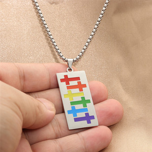 Yunnique – pendentif croix en acier inoxydable, couleur arc-en-ciel, collier pour hommes, bijoux à thème géométrique, à la mode, 280641 - Product Image 3