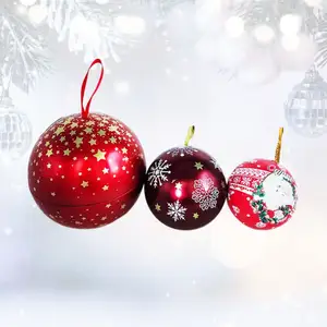 Small And Big Standing Christmas Metal Tin Ball 68mm 80mm 90mm 100mm 110mm 120mm 140mm Diameter