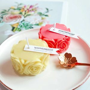 Vela cilíndrica difusora de aroma con forma de rosa, figura de yeso, vela para pastel, molde de silicona - Product Image 1