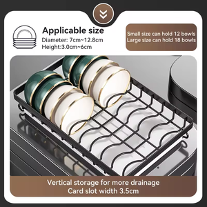 Özel Karbon Çelik 2-3 Katmanlı Metal Çatal Bıçak Kurutmalığı Organizer Raf Pas Önleyici Siyah Modern Çok Fonksiyonlu Mutfak Bulaşıklık - Product Image 6
