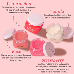 Gommage corporel au sucre vente en gros exfoliant corporel naturel exfoliant et blanchissant à la fraise et à la noix de coco à marque privée