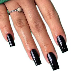 Faux ongles carré<span class=keywords><strong>s</strong></span> noirs brillants à presser, 10 pièces, tendance, couleur unie, noir vif, style européen, pour nail art - Product Image 1