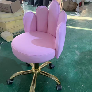 Modern pink Leather Small Technician's Chair Luxury <b>Adjustable</b> <b>Height</b> and Swivel Barber Chairs <b>Stools</b> for Sale - Product Image 3