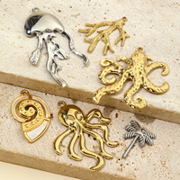 Pendentif tortue de mer en or FFSCM-24 pour collier breloques corail en argent pour porte-clés poulpe plaine méduse cocotier charme