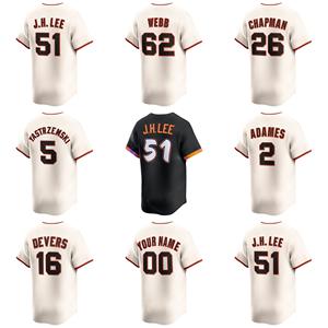 Maglia da Baseball Americana San Francisco Giants con Ricamo per Uomo, Disponibile in Dropshipping # 16 Rafael Devers # Abbigliamento da softball di Matt Chapman numero 26 - Product Image 1