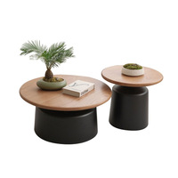 Ensemble de table basse nordique en crème, table à thé, design circulaire simple et tendance pour appartement, maison, salon
