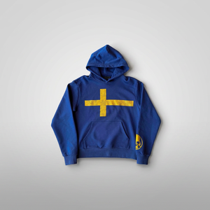 Sweat-shirt à capuche bleu pour homme, coupe classique, en coton French Terry, imprimé géométrique, décontracté, streetwear d'automne, avec poches - Product Image 3