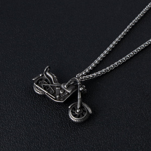 <b>Titanium</b> Steel Motorcycle Pendant Necklace Men's Retro Style <b>Chain</b> SP1035 Gift Jewelry - Product Image 2