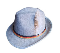 Chapeau Fedora en feutre bavarois gris personnalisé, idéal pour les décorations de fête d'Oktoberfest et d'Halloween – Offre Spéciale