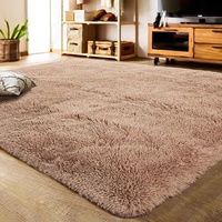 Tapis en polyester doux à poils longs, antidérapant, moelleux, pour la maison, pour le salon, pour la salle à manger