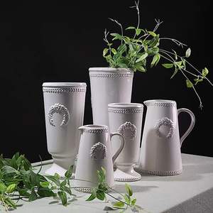 Vase en céramique blanc simple de haute qualité, style moderne, décoration de style méditerranéen pour la maison et le jardin - Product Image 2