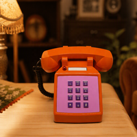 Téléphone fixe vintage violet personnalisé avec clavier à boutons-poussoirs, fonction d'alerte d'appel entrant et sonnerie Bluetooth antique