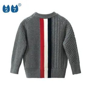 Mejor oferta de niños ropa de invierno de algodón de moda diseño de rayas suéter